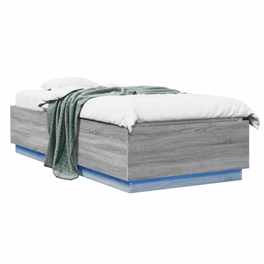 Bed Frame met LED Grijs Sonoma 80 x 200 cm Bewerkt hout