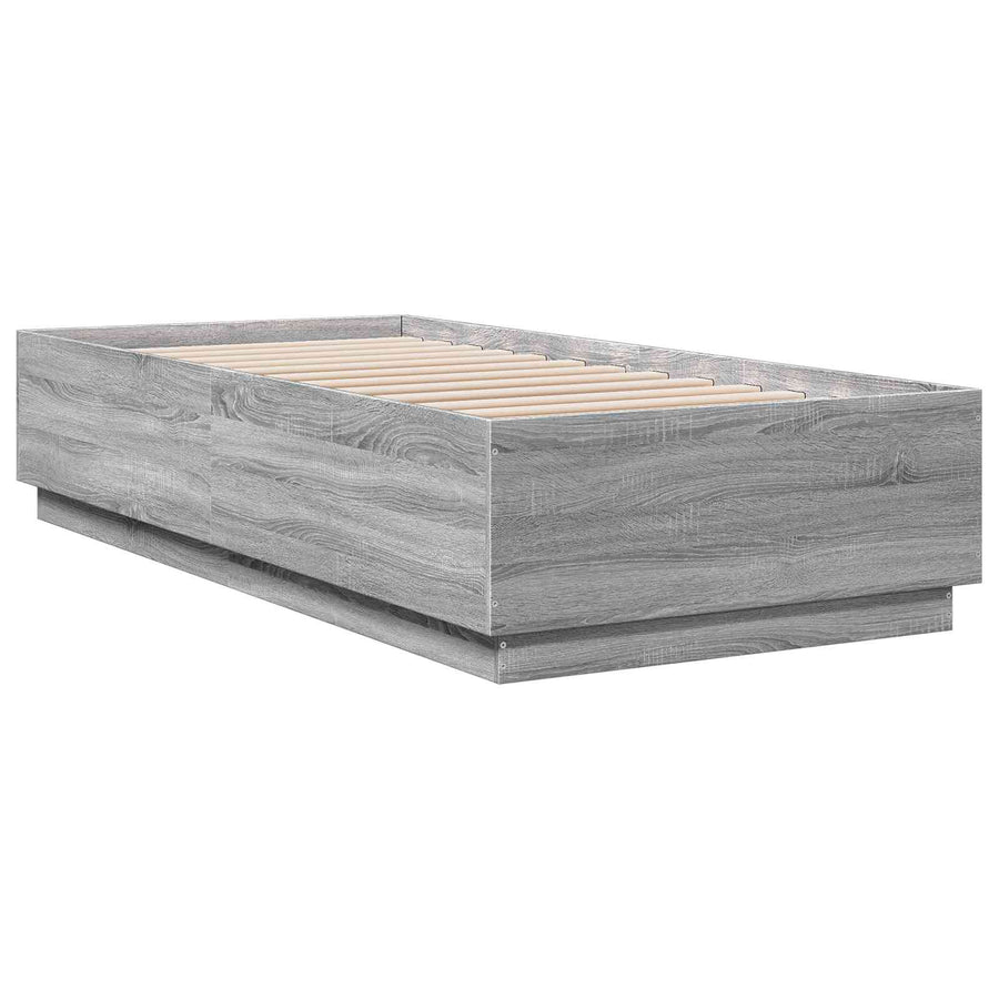 Bed Frame met LED Grijs Sonoma 80 x 200 cm Bewerkt hout