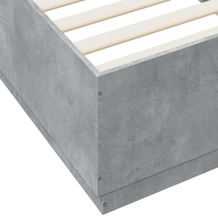 Bed Frame met LED Betongrijs 80 x 200 cm Bewerkt hout