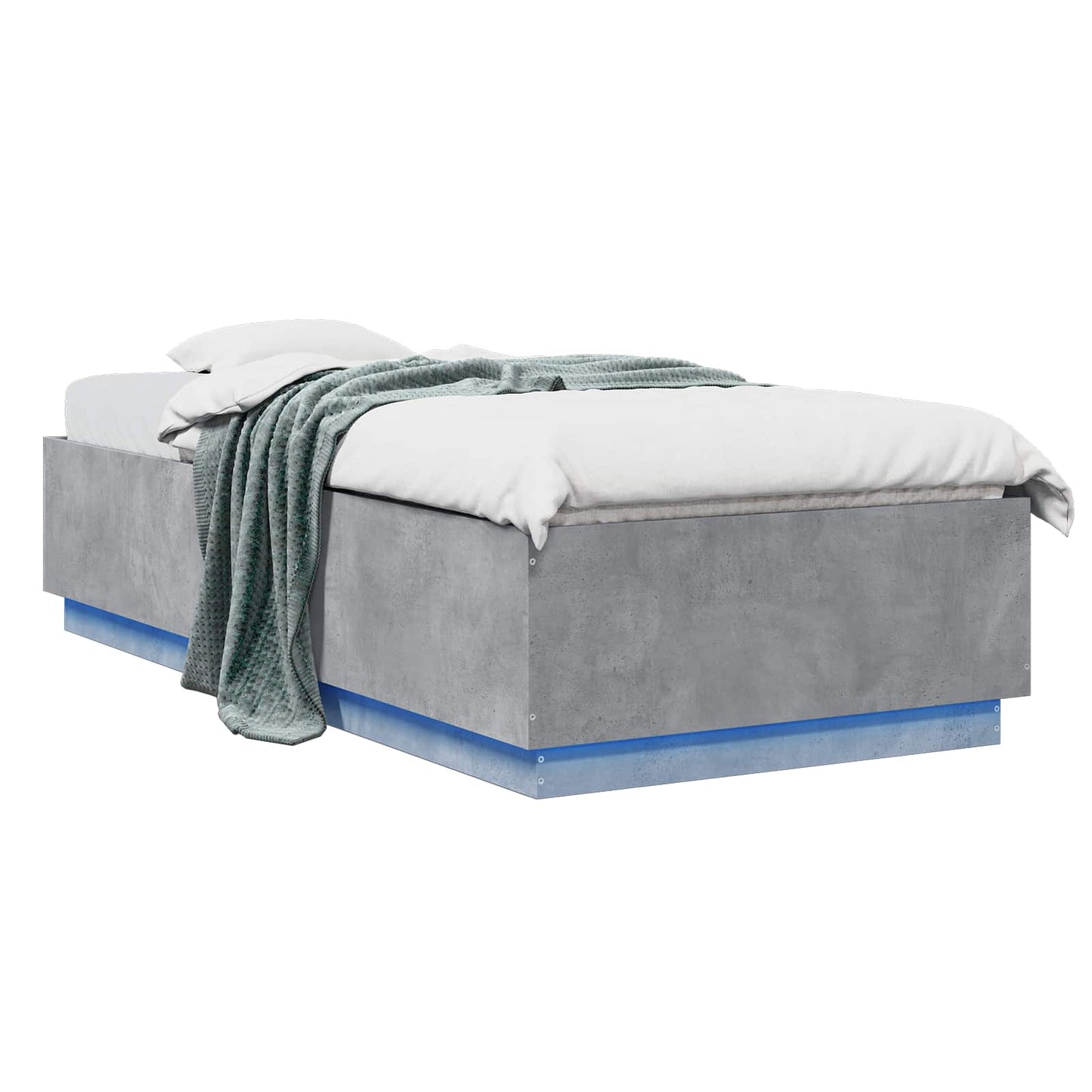 Bed Frame met LED Betongrijs 80 x 200 cm Bewerkt hout