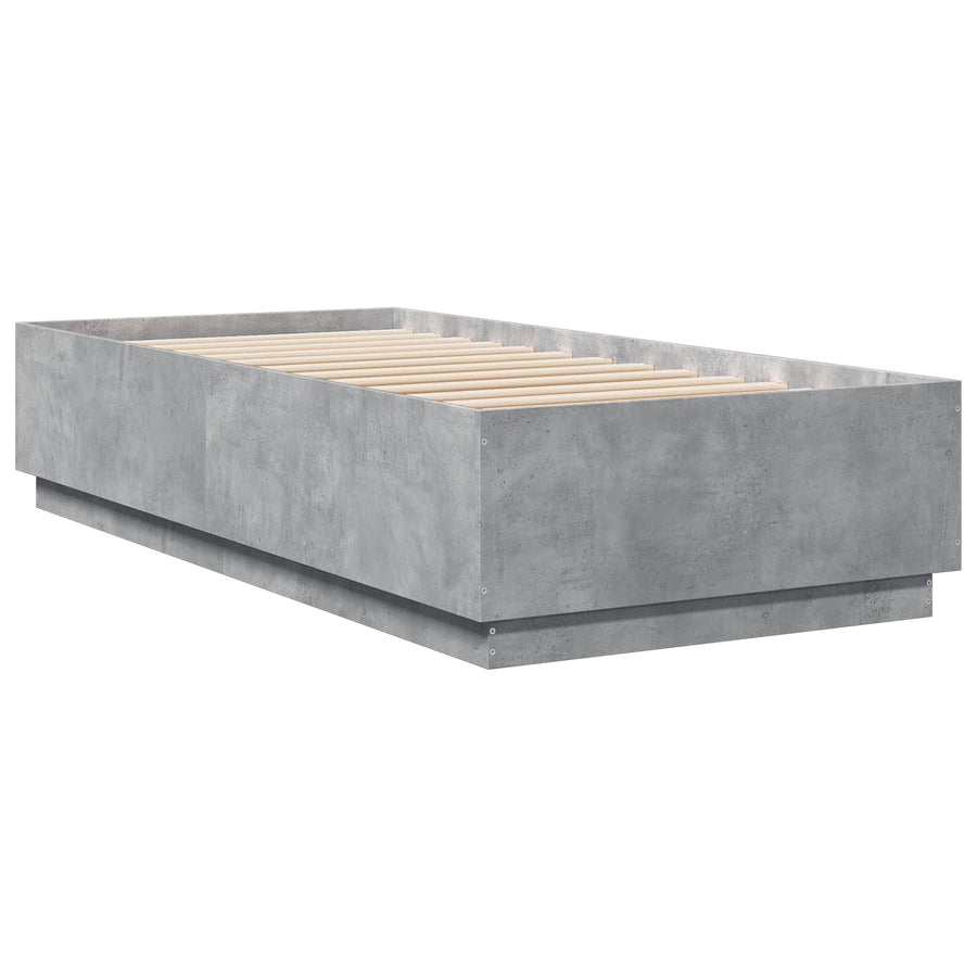Bed Frame met LED Betongrijs 80 x 200 cm Bewerkt hout
