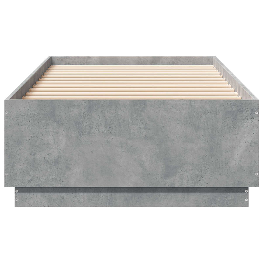 Bed Frame met LED Betongrijs 80 x 200 cm Bewerkt hout