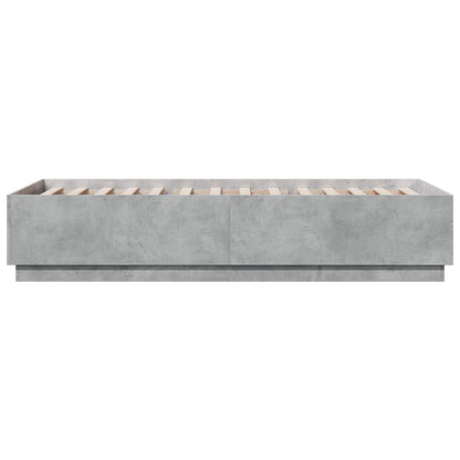 Bed Frame met LED Betongrijs 80 x 200 cm Bewerkt hout