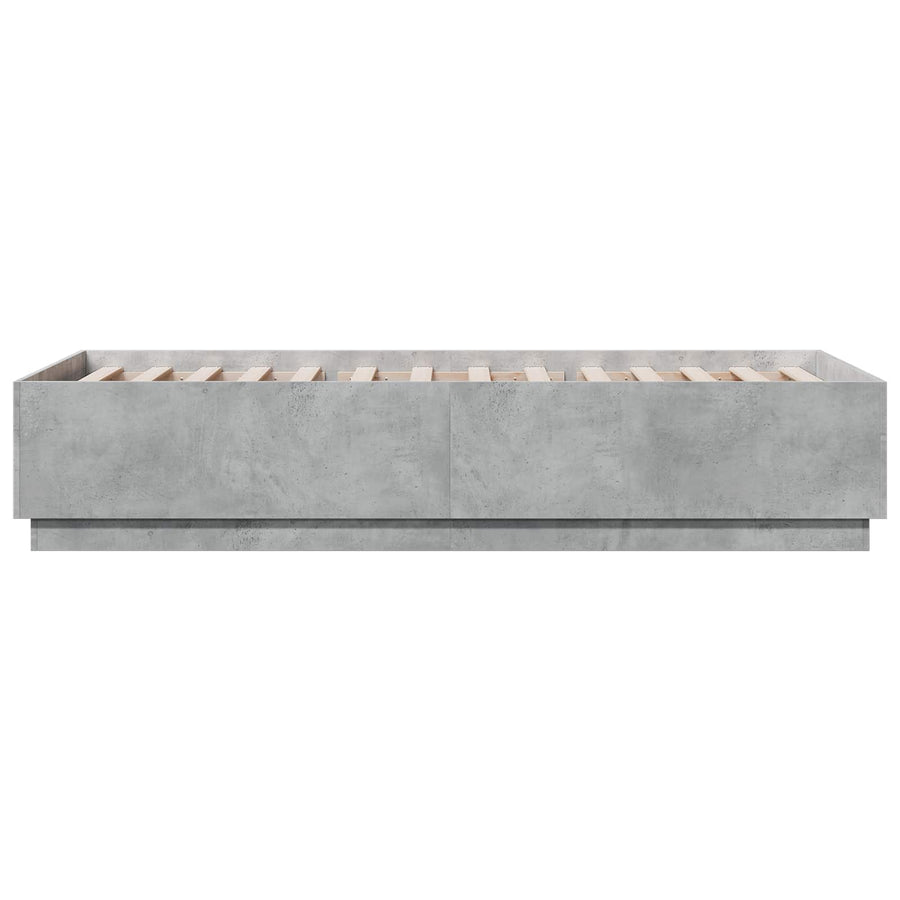 Bed Frame met LED Betongrijs 80 x 200 cm Bewerkt hout