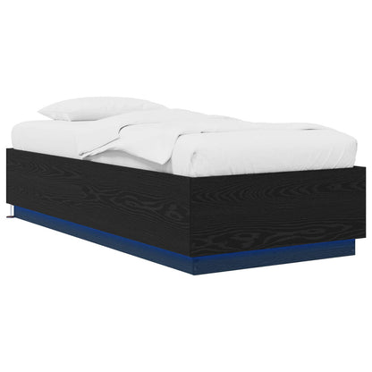 Bed Frame met LED Zwart eiken 80 x 200 cm Bewerkt hout
