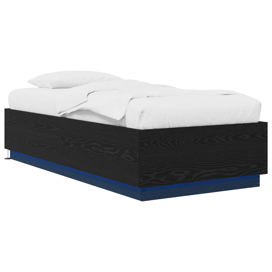 Bed Frame met LED Zwart eiken 80 x 200 cm Bewerkt hout
