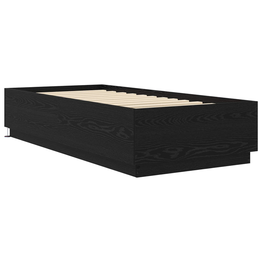 Bed Frame met LED Zwart eiken 80 x 200 cm Bewerkt hout