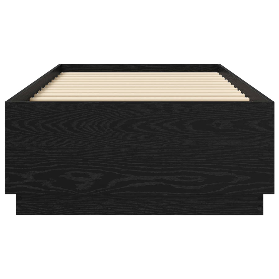 Bed Frame met LED Zwart eiken 80 x 200 cm Bewerkt hout