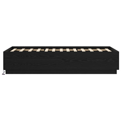 Bed Frame met LED Zwart eiken 80 x 200 cm Bewerkt hout