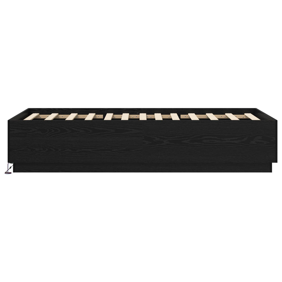 Bed Frame met LED Zwart eiken 80 x 200 cm Bewerkt hout
