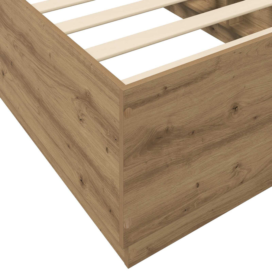 Bed Frame met LED Artisanaal eiken 80 x 200 cm Bewerkt hout