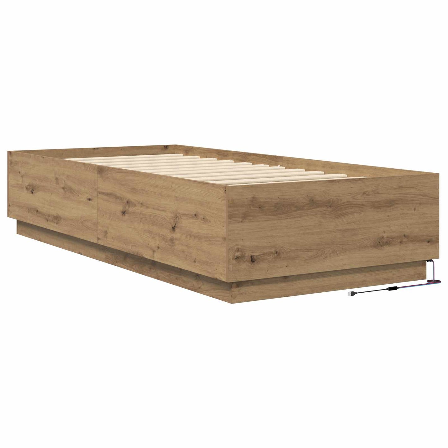 Bed Frame met LED Artisanaal eiken 80 x 200 cm Bewerkt hout