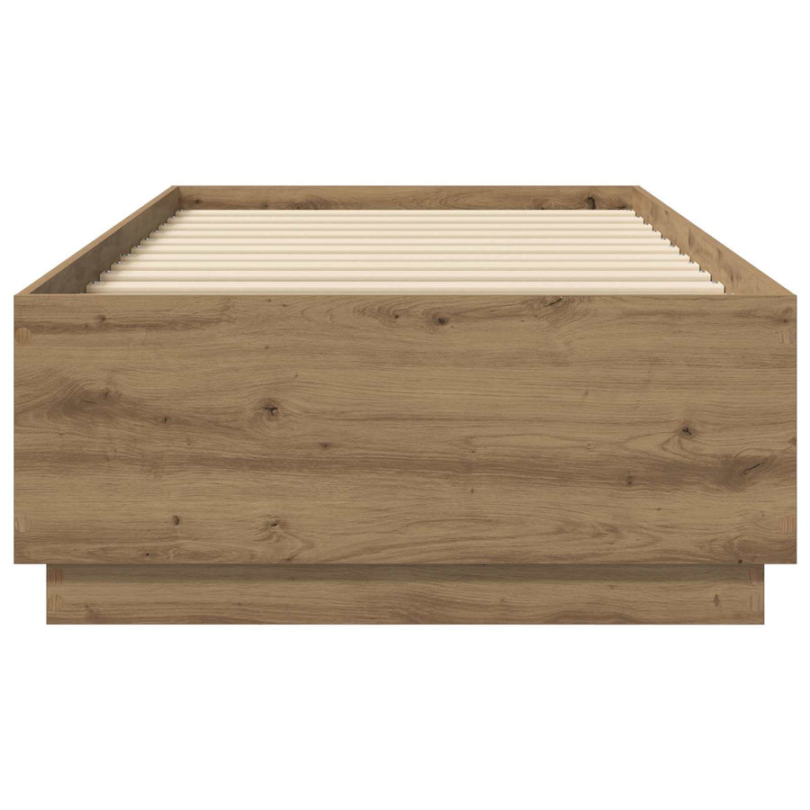 Bed Frame met LED Artisanaal eiken 80 x 200 cm Bewerkt hout