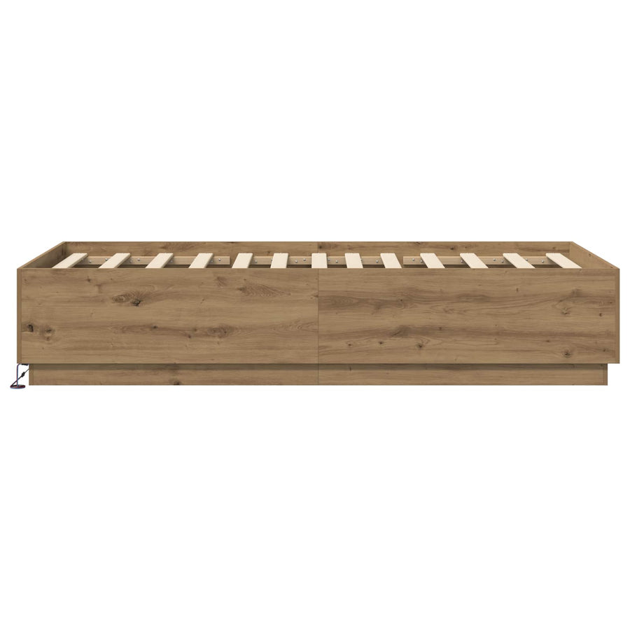 Bed Frame met LED Artisanaal eiken 80 x 200 cm Bewerkt hout