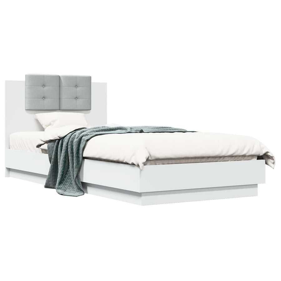 Bedframe met Hoofdeinde Wit 80 x 200 cm Bewerkt hout