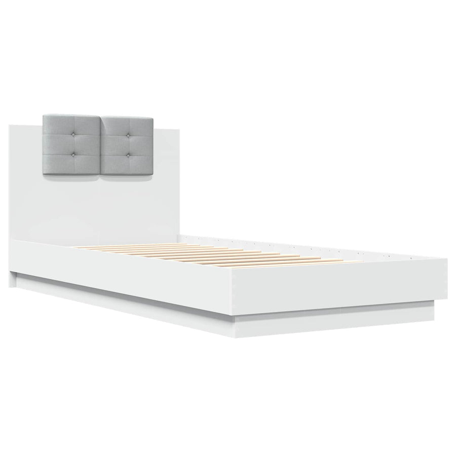 Bedframe met Hoofdeinde Wit 80 x 200 cm Bewerkt hout