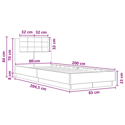 Bedframe met Hoofdeinde Sonoma Eiken 80 x 200 cm Bewerkt hout