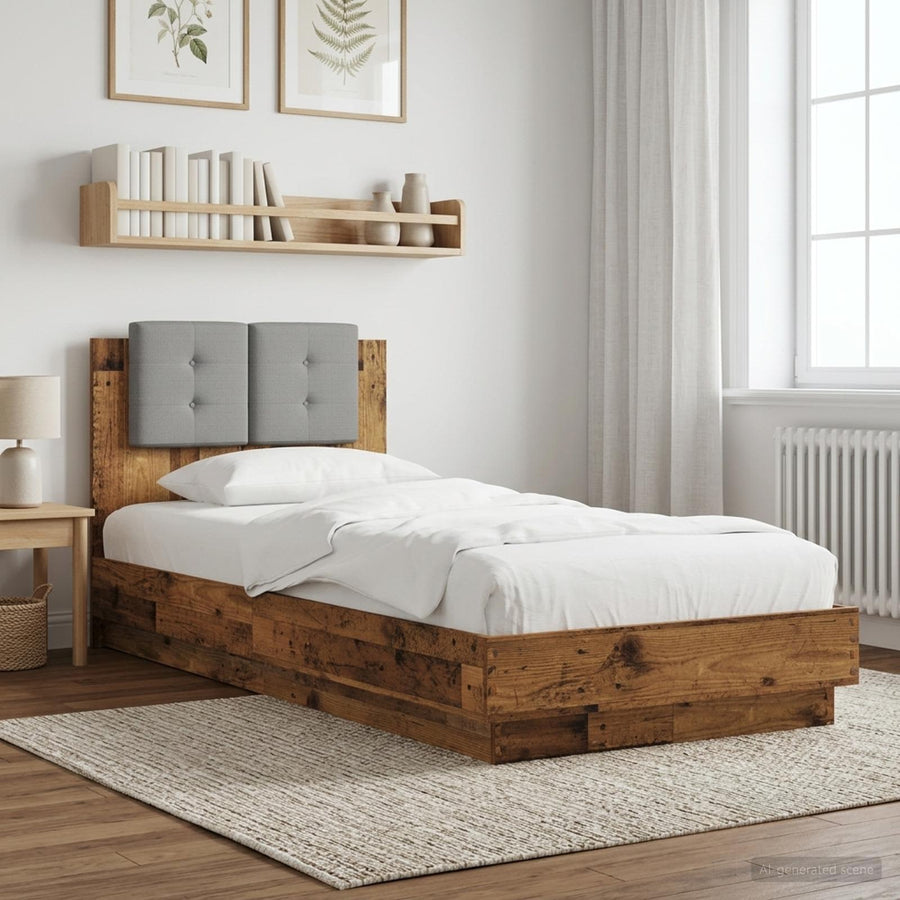 Bedframe met Hoofdeinde Oud hout 80 x 200 cm Bewerkt hout