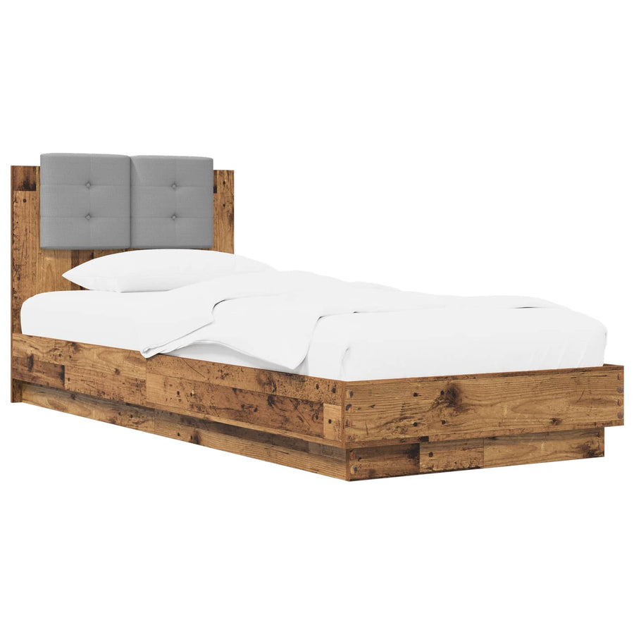 Bedframe met Hoofdeinde Oud hout 80 x 200 cm Bewerkt hout
