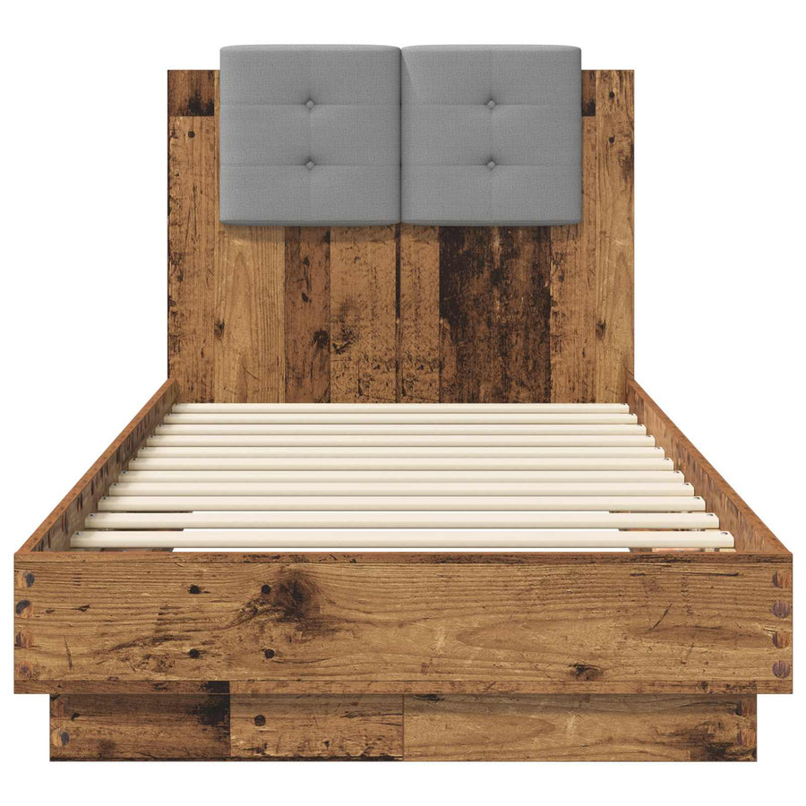 Bedframe met Hoofdeinde Oud hout 80 x 200 cm Bewerkt hout