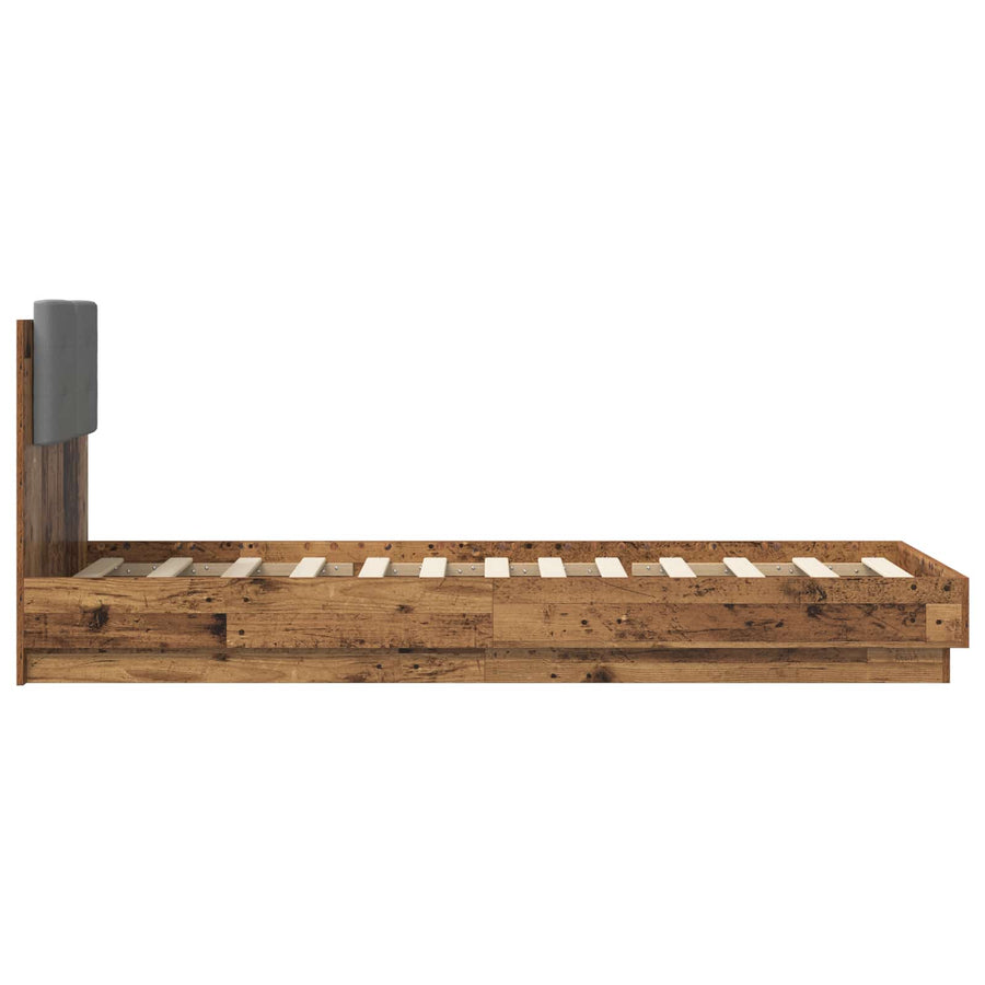 Bedframe met Hoofdeinde Oud hout 80 x 200 cm Bewerkt hout