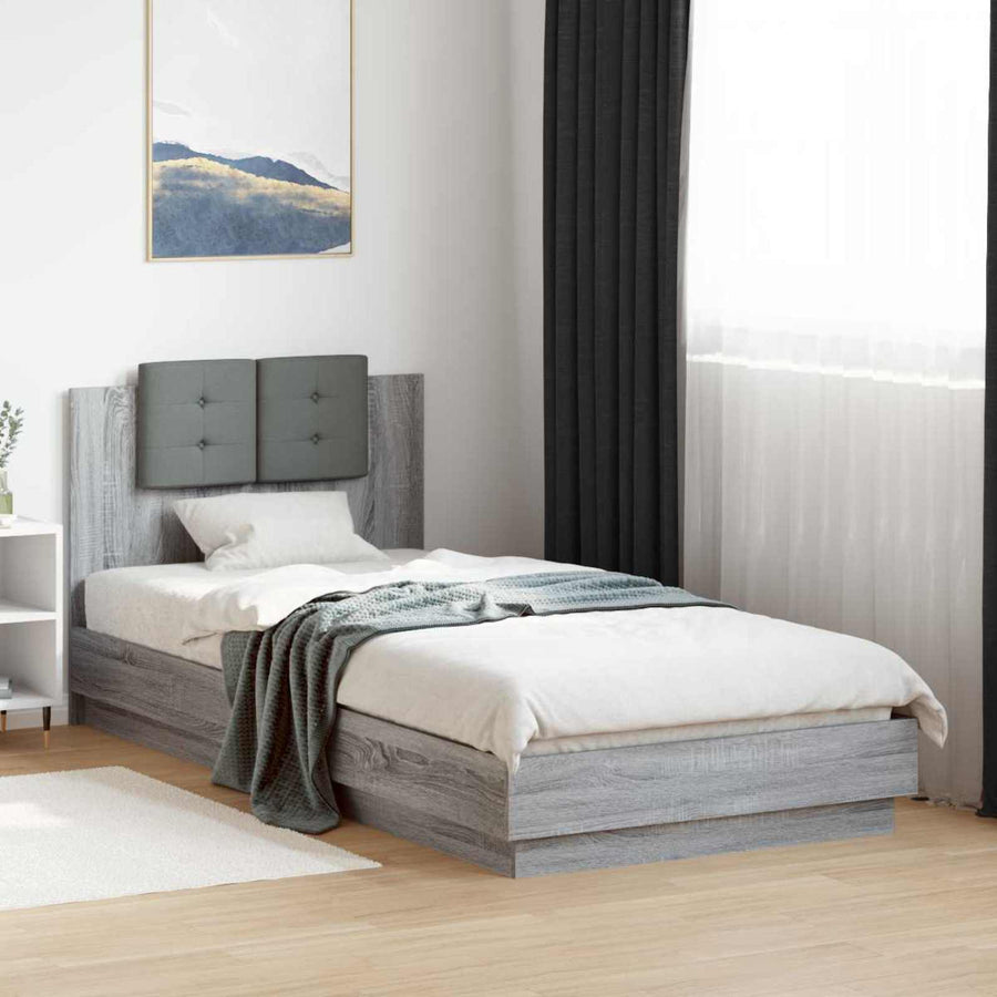 Bedframe met Hoofdeinde Grijs Sonoma 80 x 200 cm Bewerkt hout