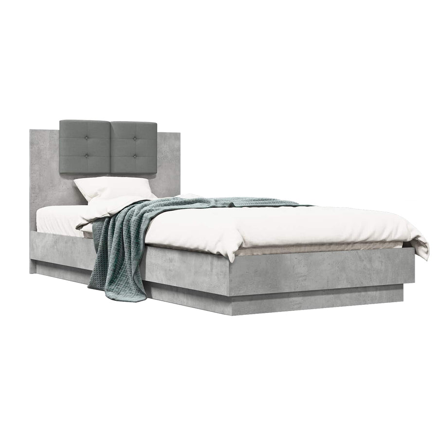Bedframe met Hoofdeinde Betongrijs 80 x 200 cm Bewerkt hout