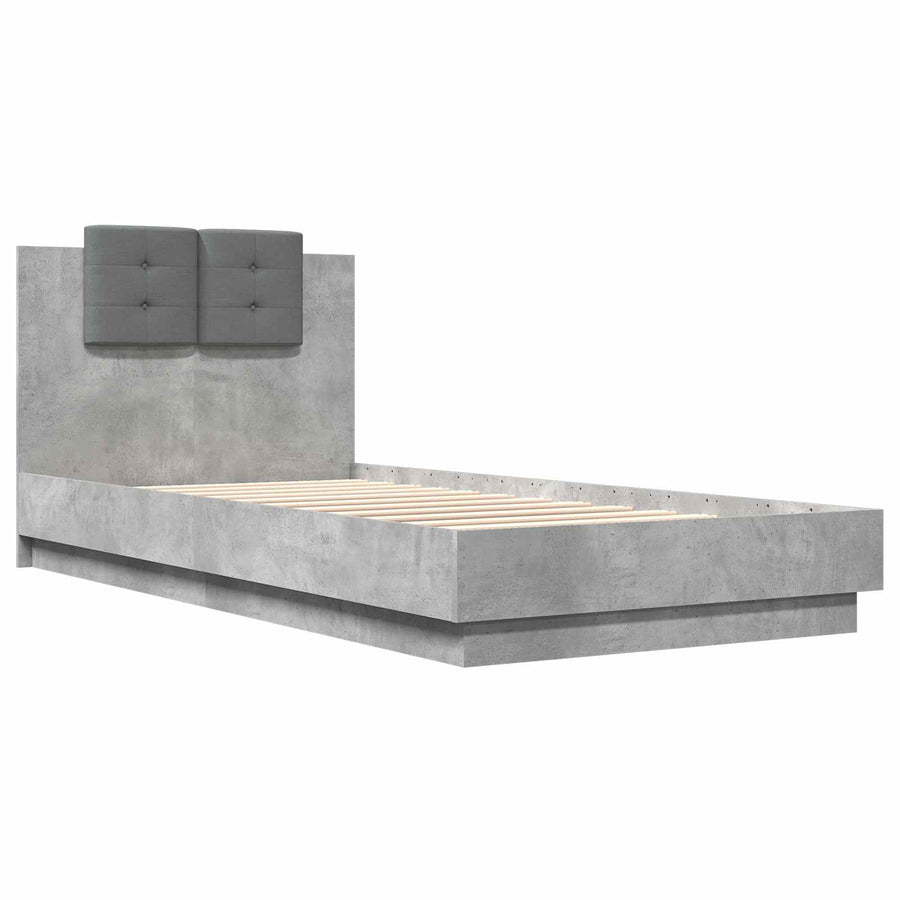 Bedframe met Hoofdeinde Betongrijs 80 x 200 cm Bewerkt hout