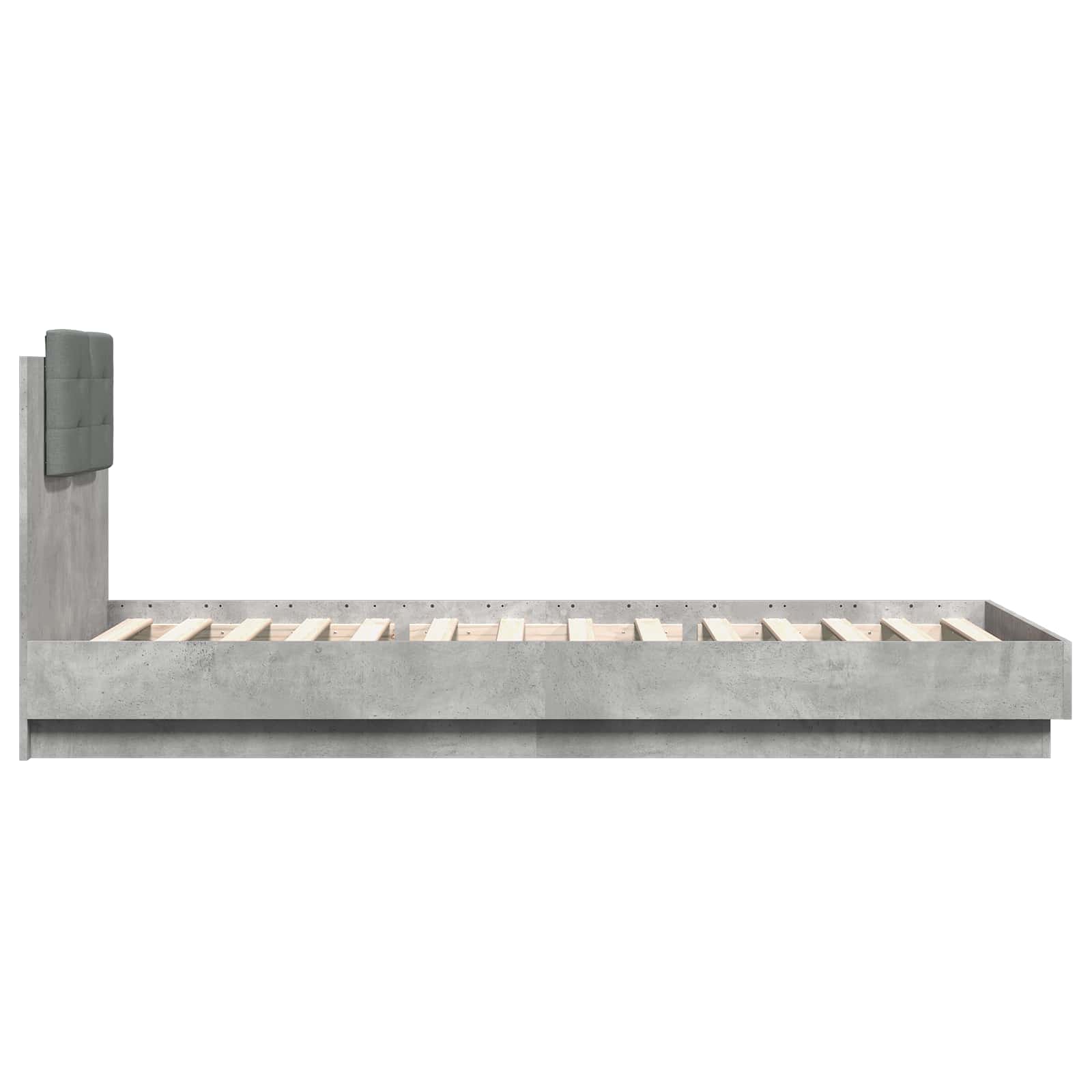 Bedframe met Hoofdeinde Betongrijs 80 x 200 cm Bewerkt hout