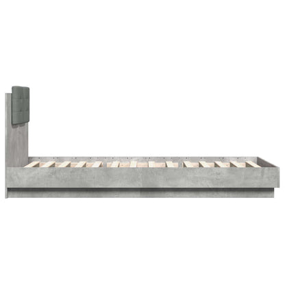 Bedframe met Hoofdeinde Betongrijs 80 x 200 cm Bewerkt hout