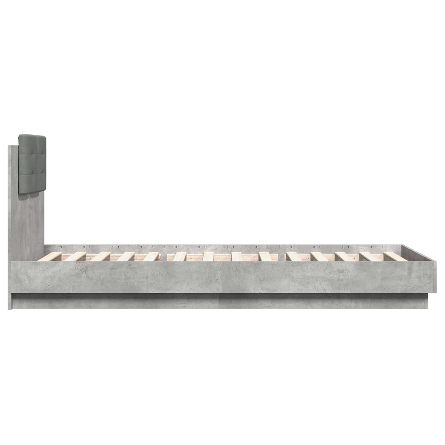 Bedframe met Hoofdeinde Betongrijs 80 x 200 cm Bewerkt hout
