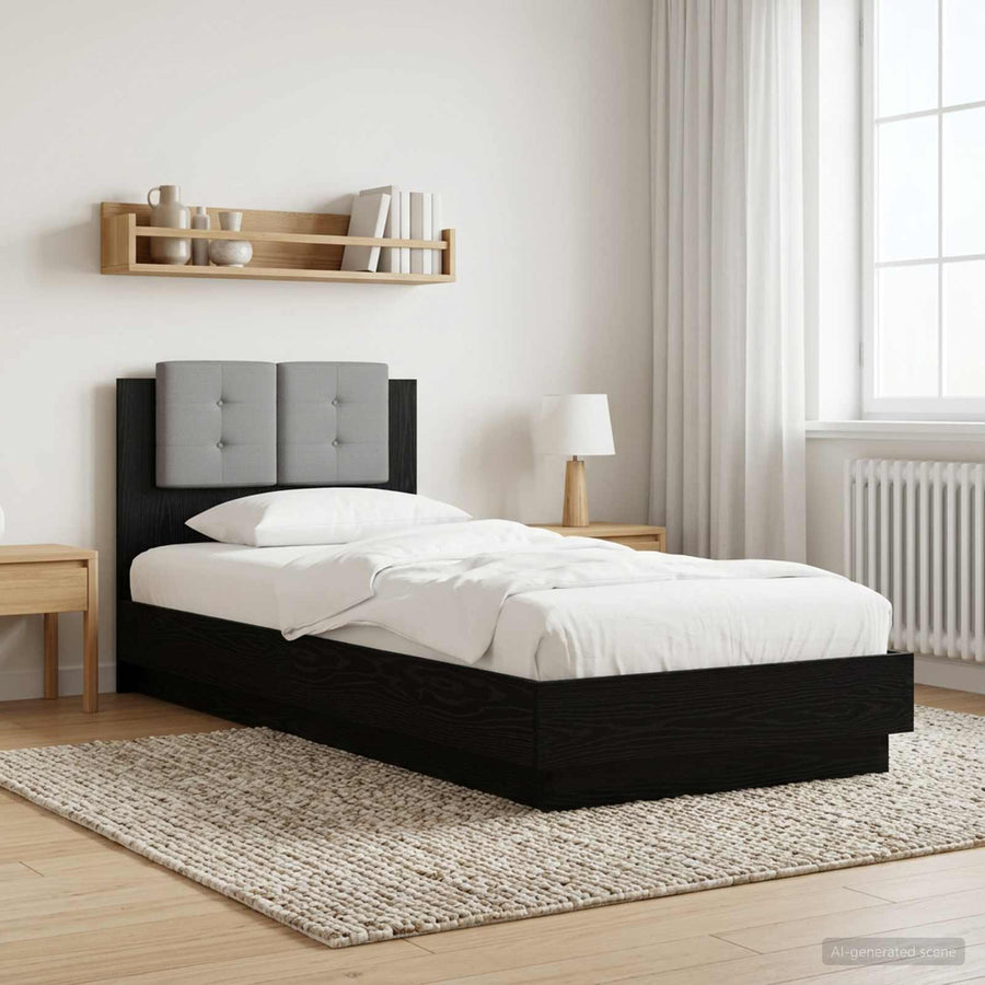 Bedframe met Hoofdeinde Zwart eiken 80 x 200 cm Bewerkt hout