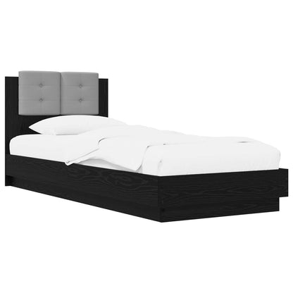 Bedframe met Hoofdeinde Zwart eiken 80 x 200 cm Bewerkt hout