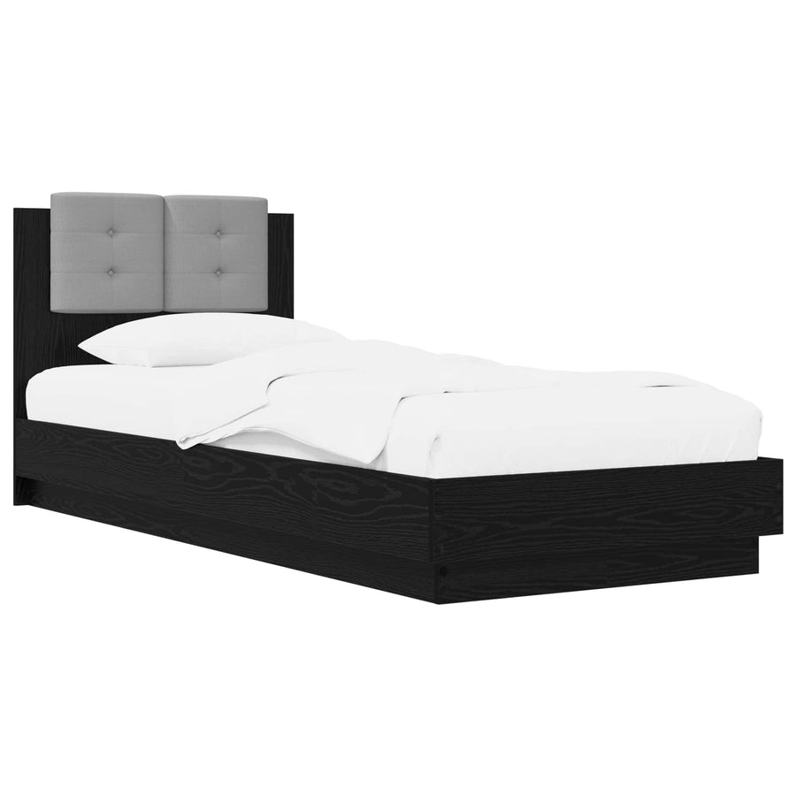 Bedframe met Hoofdeinde Zwart eiken 80 x 200 cm Bewerkt hout
