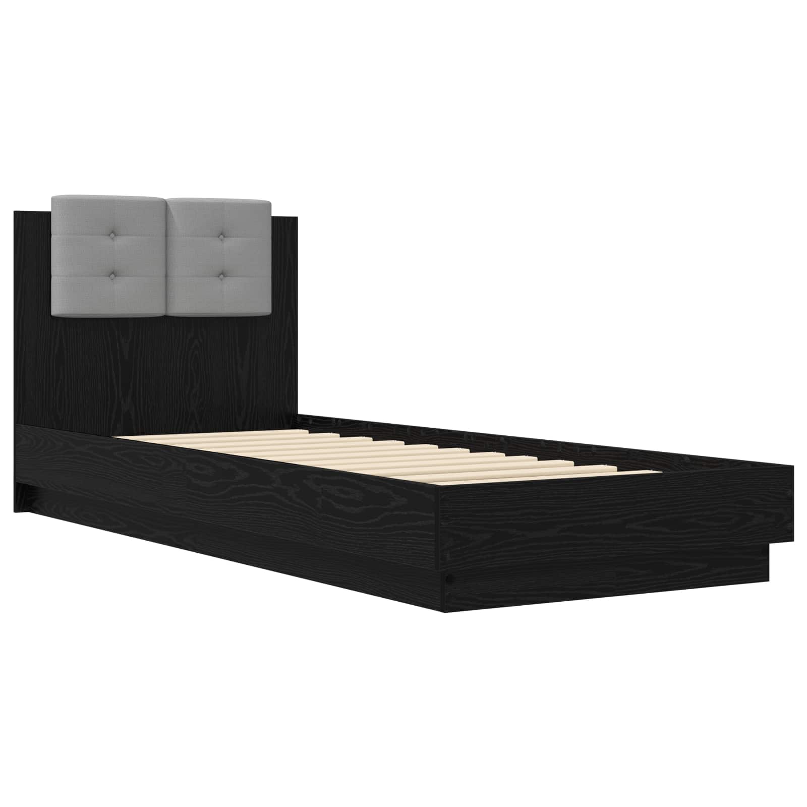 Bedframe met Hoofdeinde Zwart eiken 80 x 200 cm Bewerkt hout