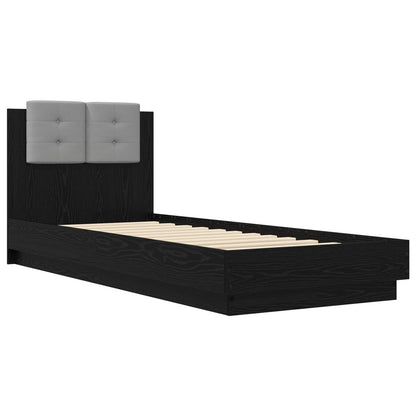 Bedframe met Hoofdeinde Zwart eiken 80 x 200 cm Bewerkt hout