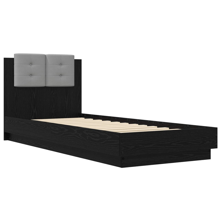 Bedframe met Hoofdeinde Zwart eiken 80 x 200 cm Bewerkt hout