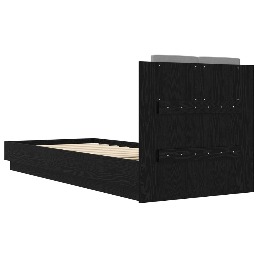 Bedframe met Hoofdeinde Zwart eiken 80 x 200 cm Bewerkt hout