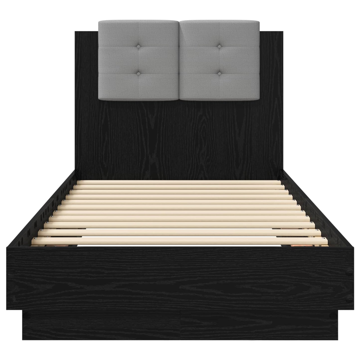 Bedframe met Hoofdeinde Zwart eiken 80 x 200 cm Bewerkt hout