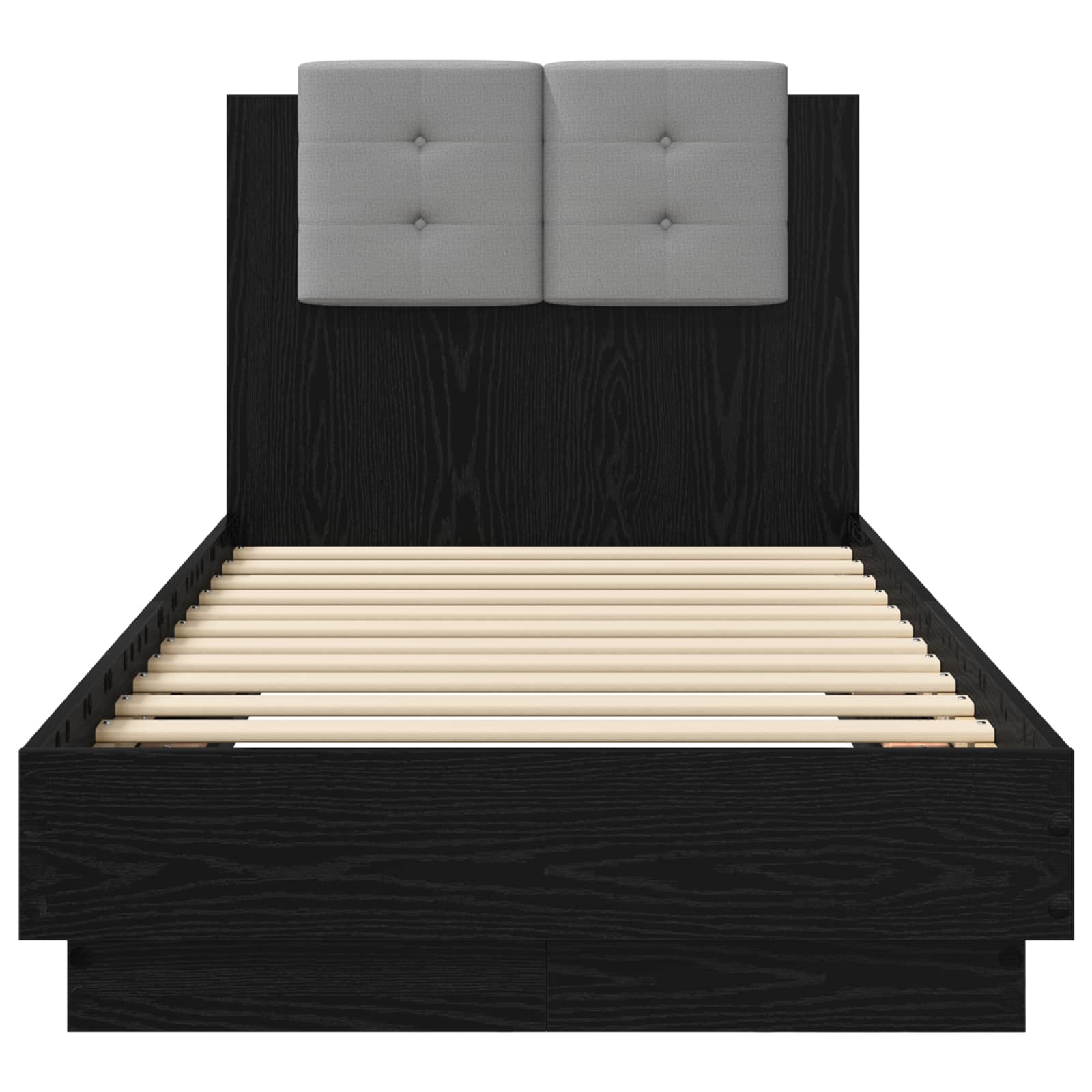 Bedframe met Hoofdeinde Zwart eiken 80 x 200 cm Bewerkt hout