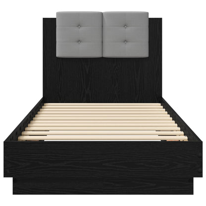 Bedframe met Hoofdeinde Zwart eiken 80 x 200 cm Bewerkt hout