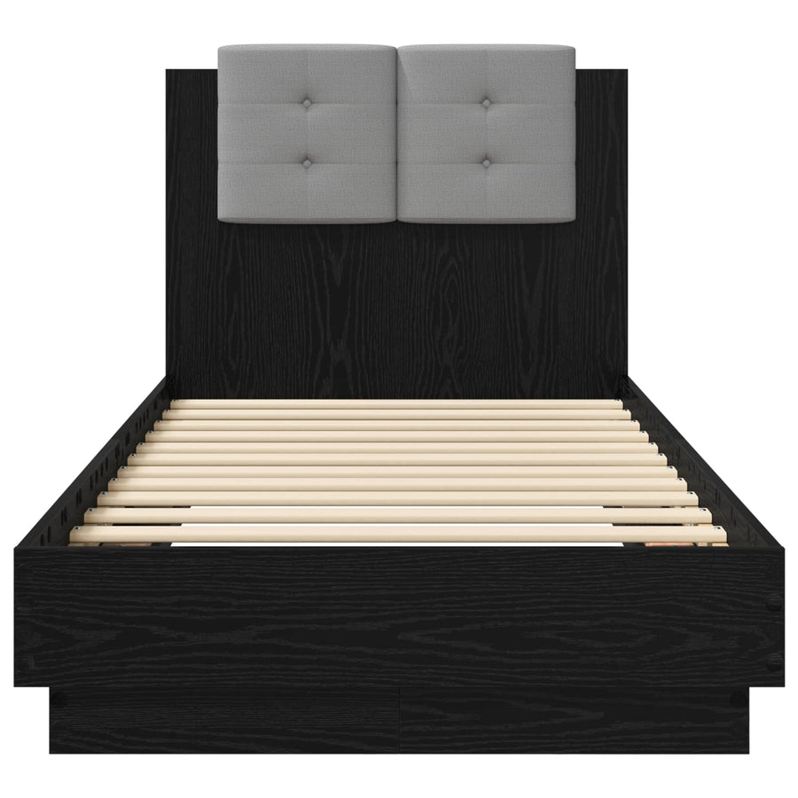 Bedframe met Hoofdeinde Zwart eiken 80 x 200 cm Bewerkt hout