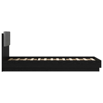 Bedframe met Hoofdeinde Zwart eiken 80 x 200 cm Bewerkt hout