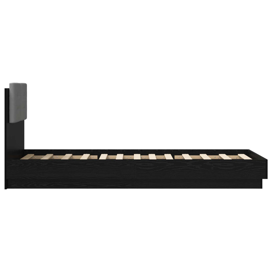 Bedframe met Hoofdeinde Zwart eiken 80 x 200 cm Bewerkt hout