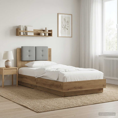 Bedframe met Hoofdeinde Artisanaal eiken 80 x 200 cm