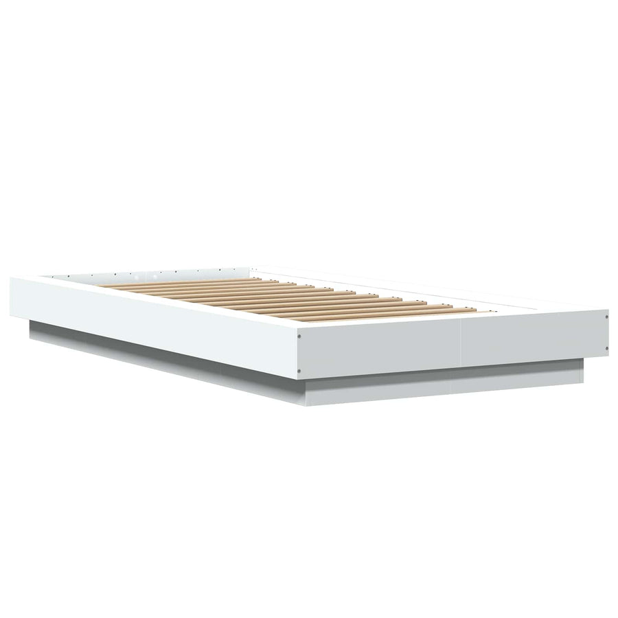 Bed Frame met LED Wit 80 x 200 cm Bewerkt hout