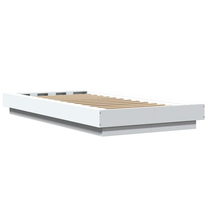 Bed Frame met LED Wit 80 x 200 cm Bewerkt hout