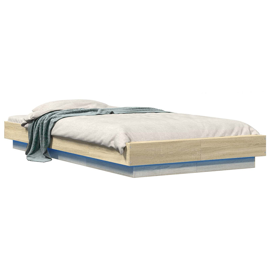 Bed Frame met LED Sonoma Eiken 80 x 200 cm Bewerkt hout