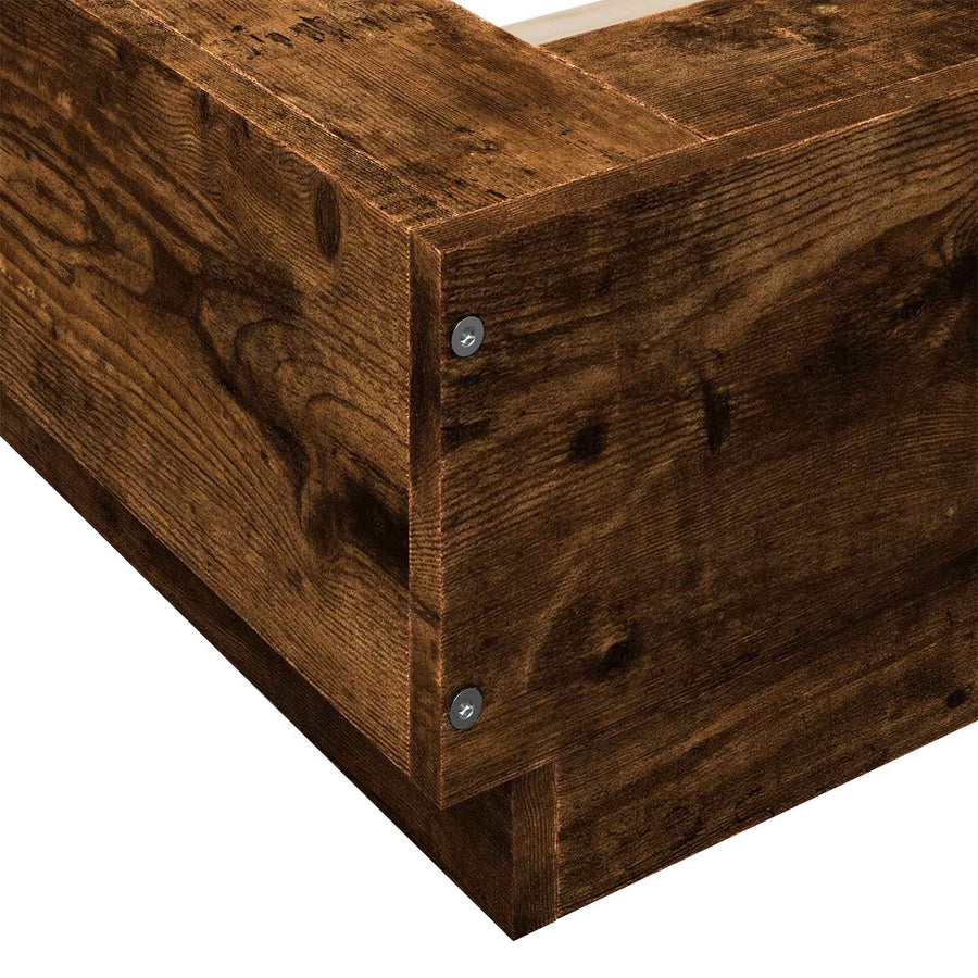 Bed Frame met LED Gerookt eiken 80 x 200 cm Bewerkt hout