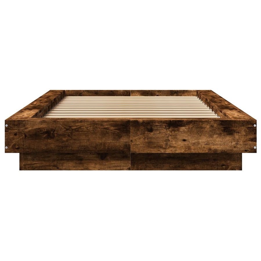 Bed Frame met LED Gerookt eiken 80 x 200 cm Bewerkt hout
